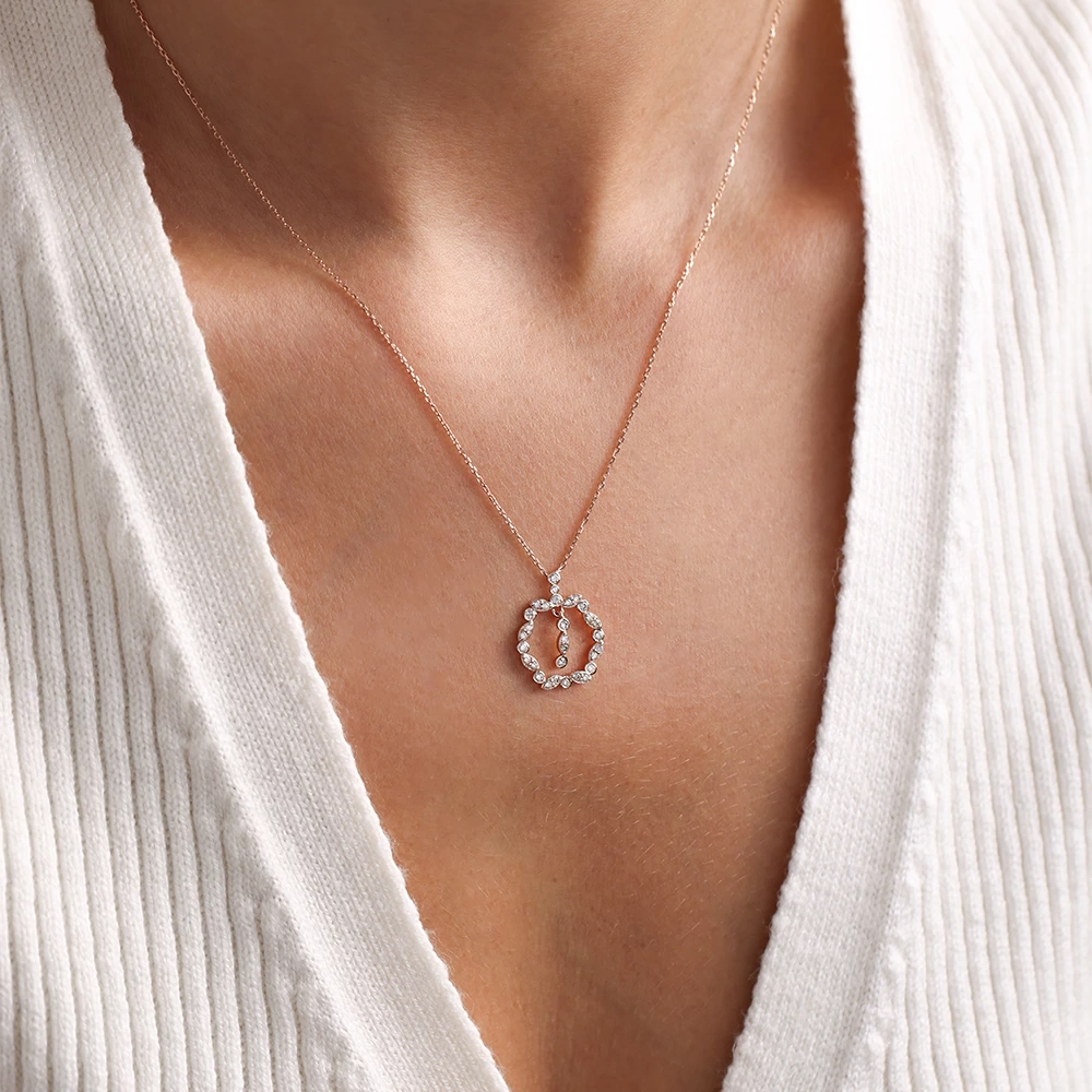 0.35 Ct Vıntage Rose Pırlanta Kolye