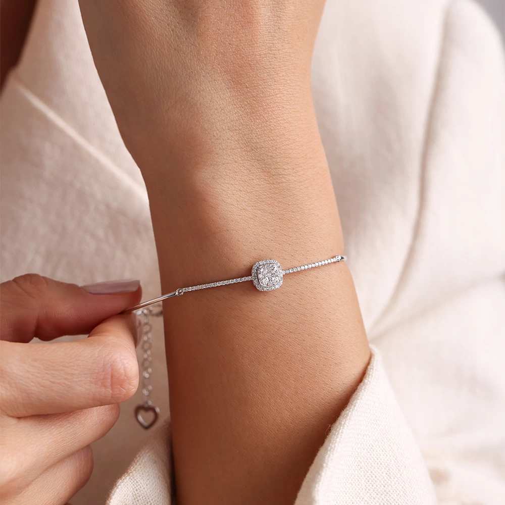 0.55 Ct Kare Coronet Pırlanta Bileklik