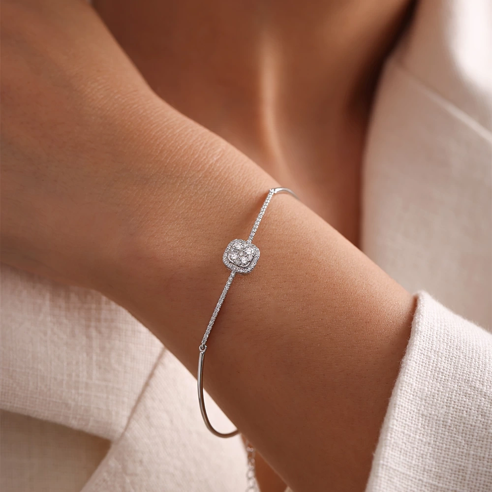 0.55 Ct Kare Coronet Pırlanta Bileklik