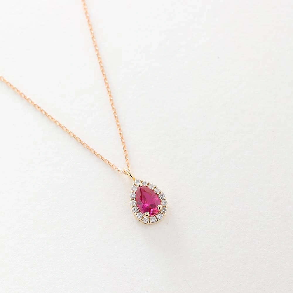 0.61 CT Damla Yakut & Pırlanta Kolye