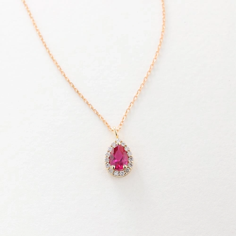 0.61 CT Damla Yakut & Pırlanta Kolye