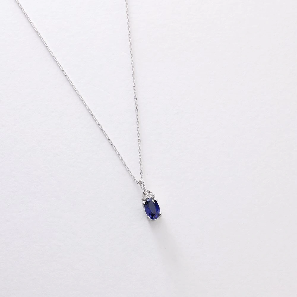 0.70 CT Tasarım Safir & Pırlanta Kolye