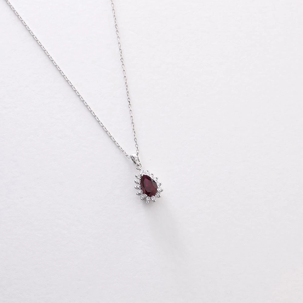 0.62 CT Damla Yakut & Pırlanta Kolye