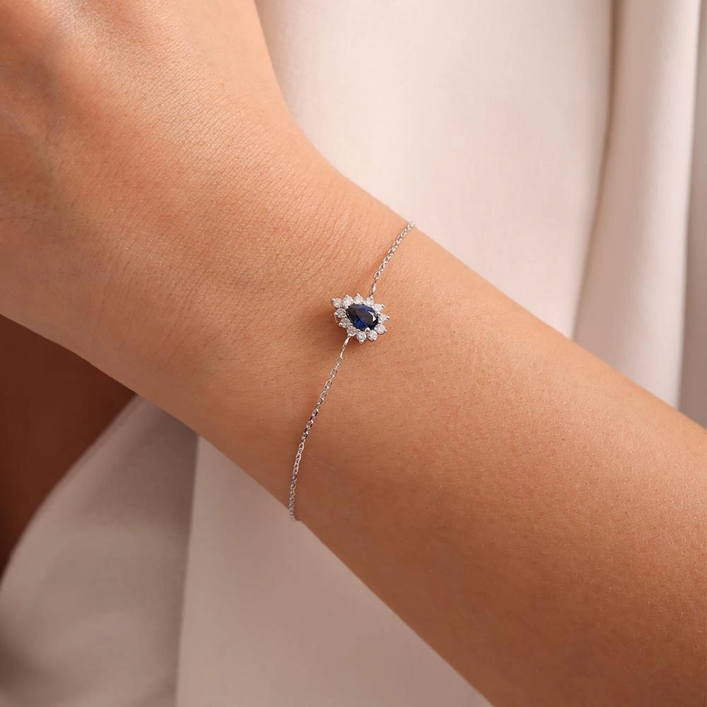 0.75 CT Damla Safir & Pırlanta Bileklik