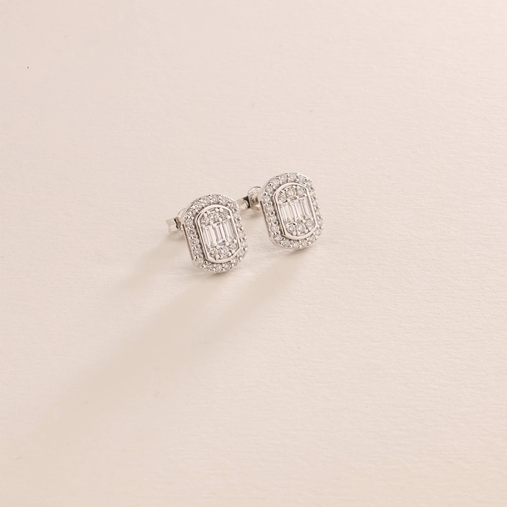 0.80 CT Baget Pırlanta Küpe