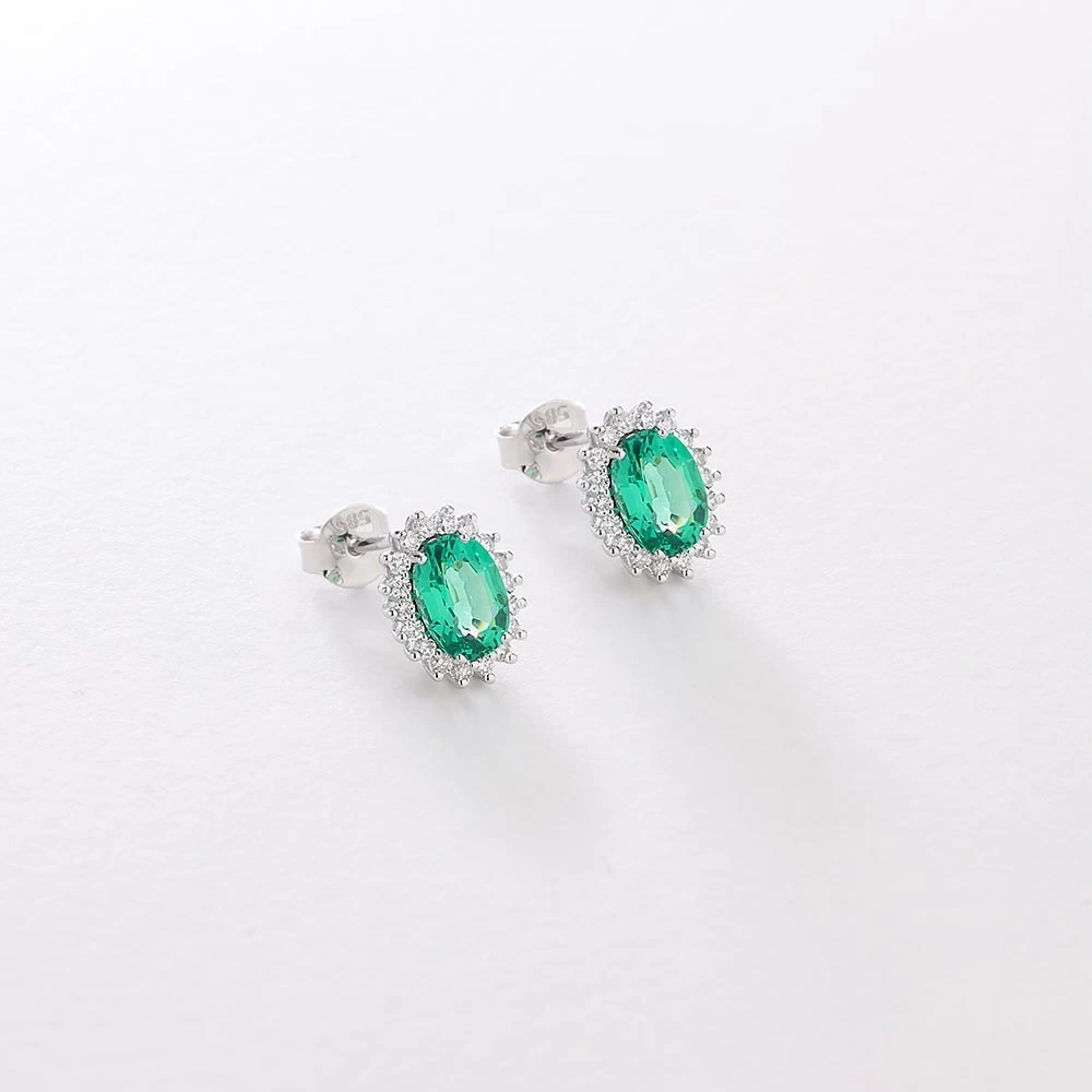 1.60 CT Oval Zümrüt & Pırlanta Küpe