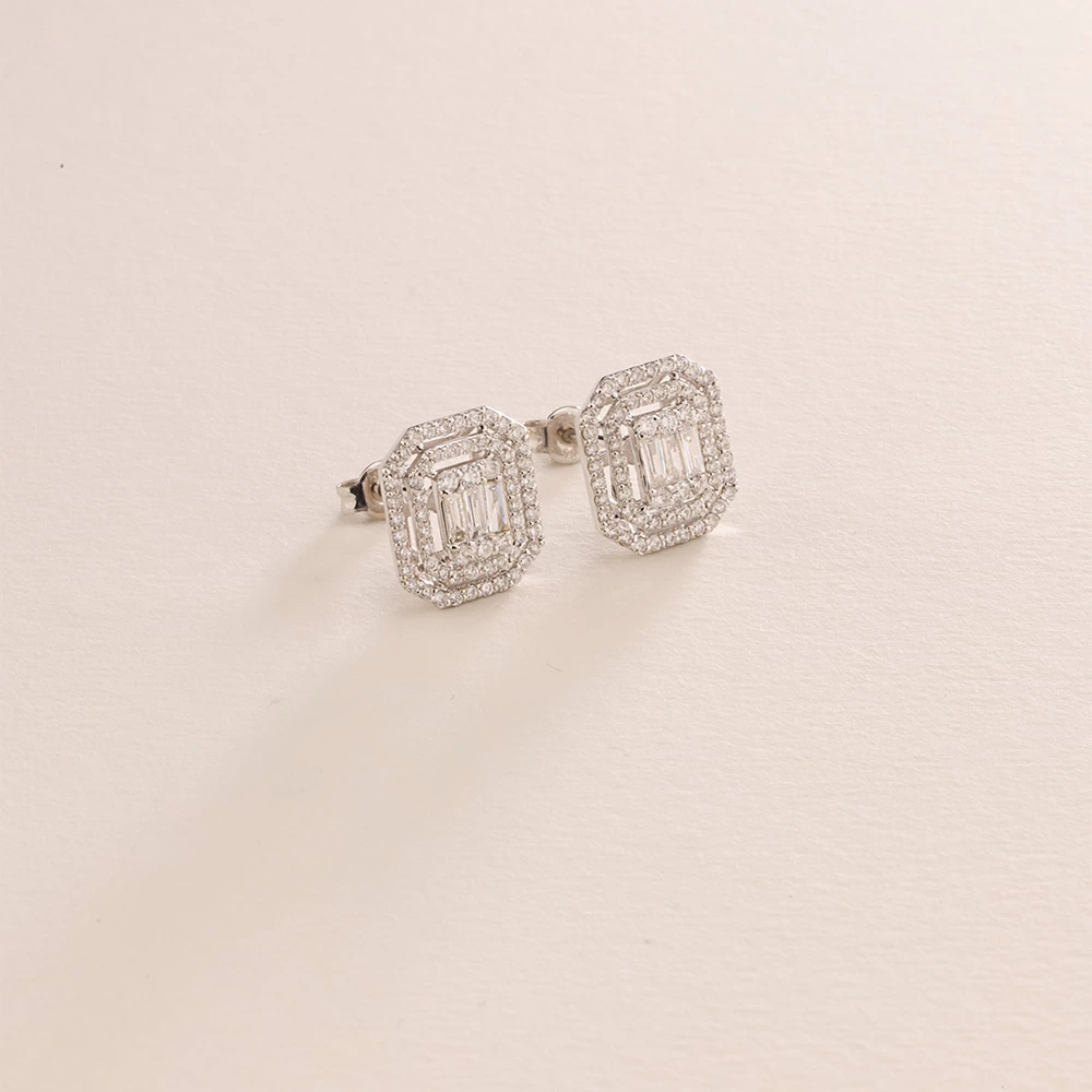 0.85 CT Baget Pırlanta Küpe