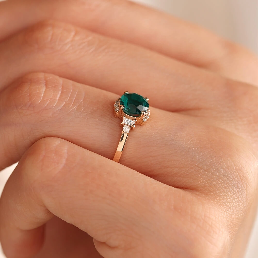 0.92 CT Zümrüt & Pırlanta Yüzük