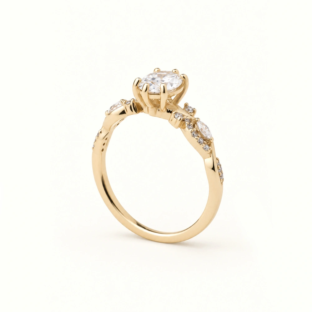 1.00 Ct Oval Laboratuvar Tasarım Pırlanta Yüzük