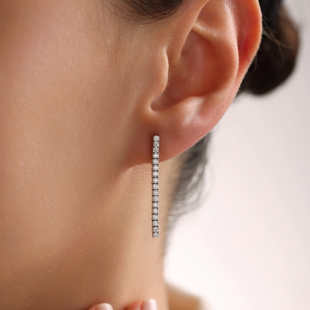 1.00 CT Pırlanta Suyolu Küpe