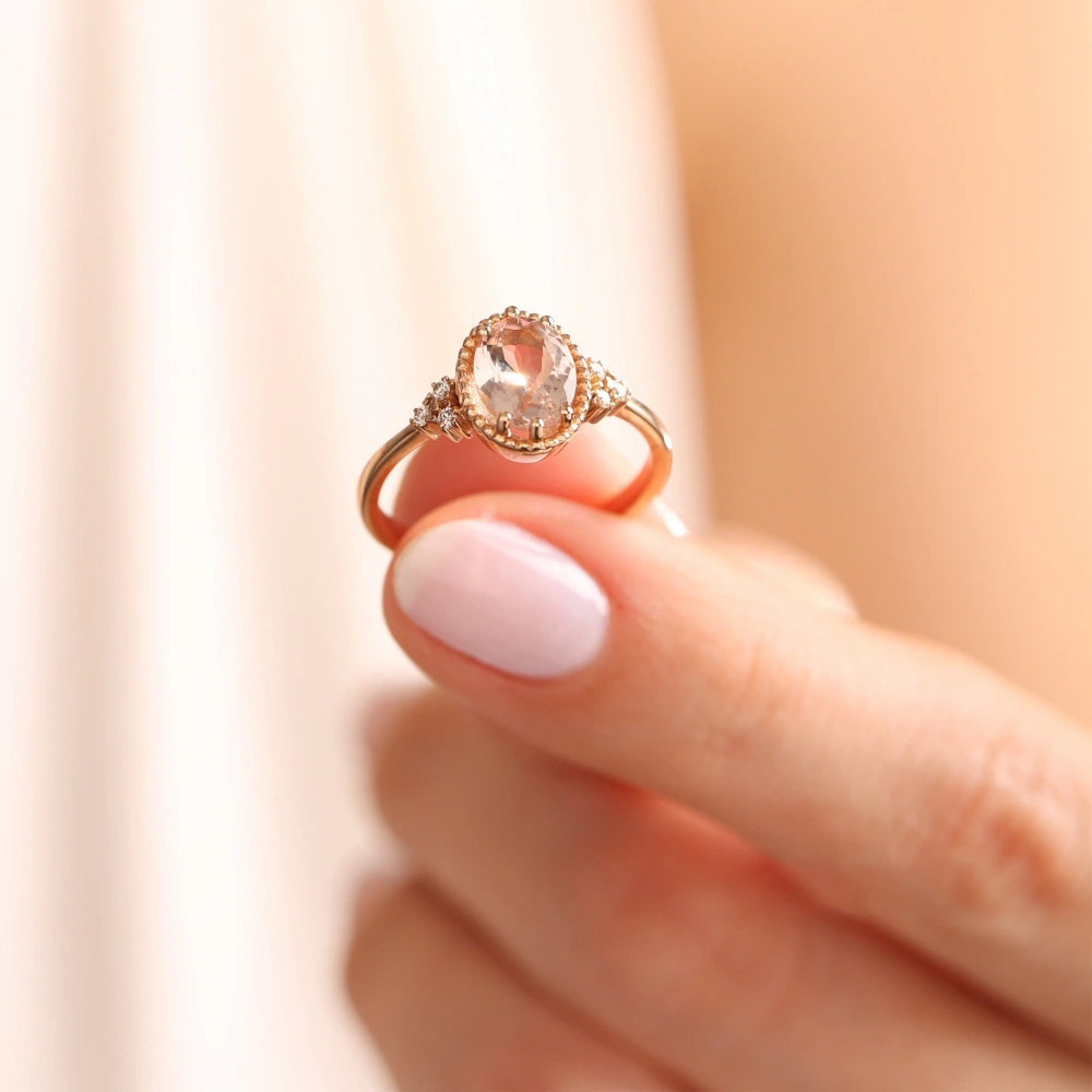 1.10 CT Morganite & Pırlanta Yüzük