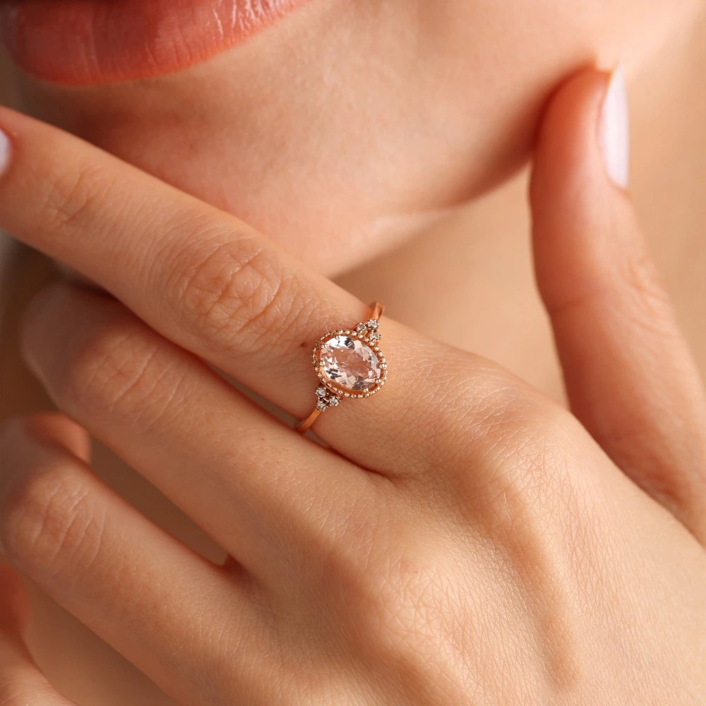 1.10 CT Morganite & Pırlanta Yüzük