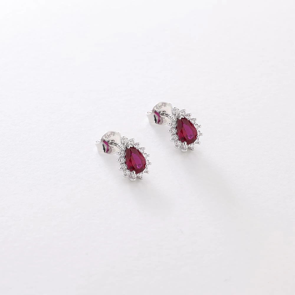 1.24 CT Damla Yakut & Pırlanta Küpe