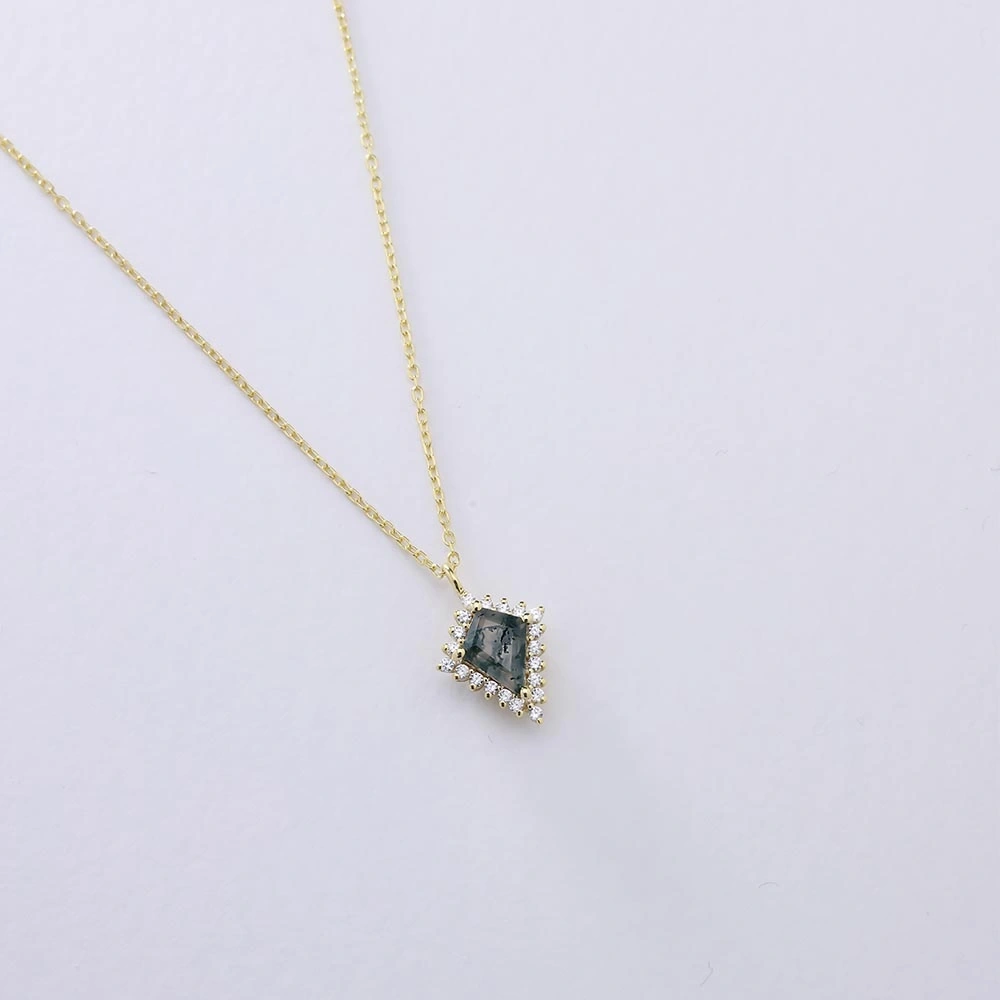 1.25 CT Moss Agate Pırlanta Kolye