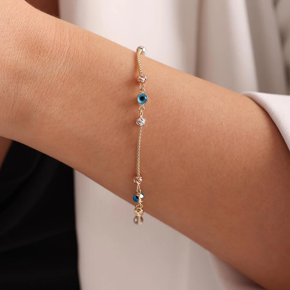 Tasarım Nazar 14 Ayar Altın Bileklik