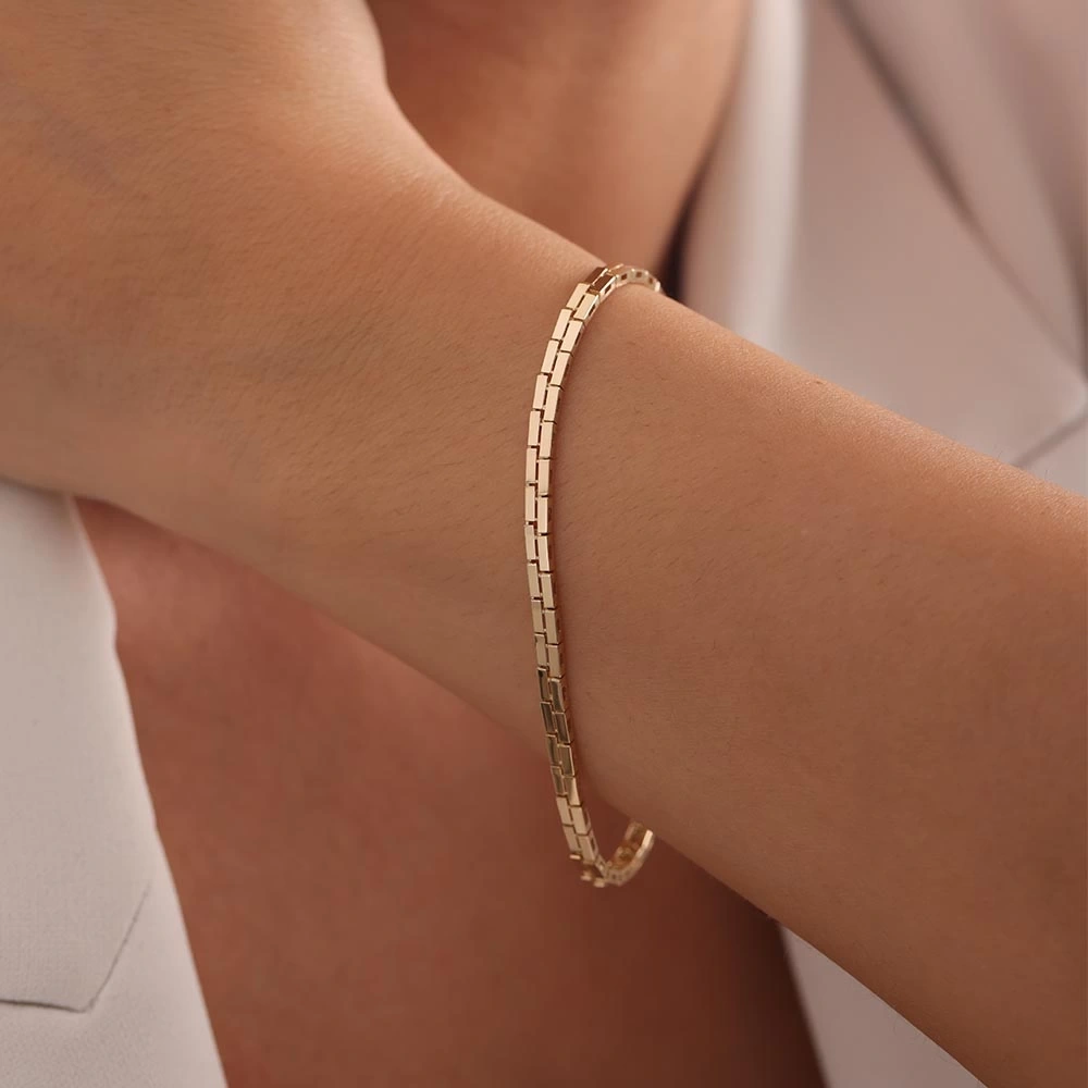 2li Plaka 14 Ayar Altın Bileklik