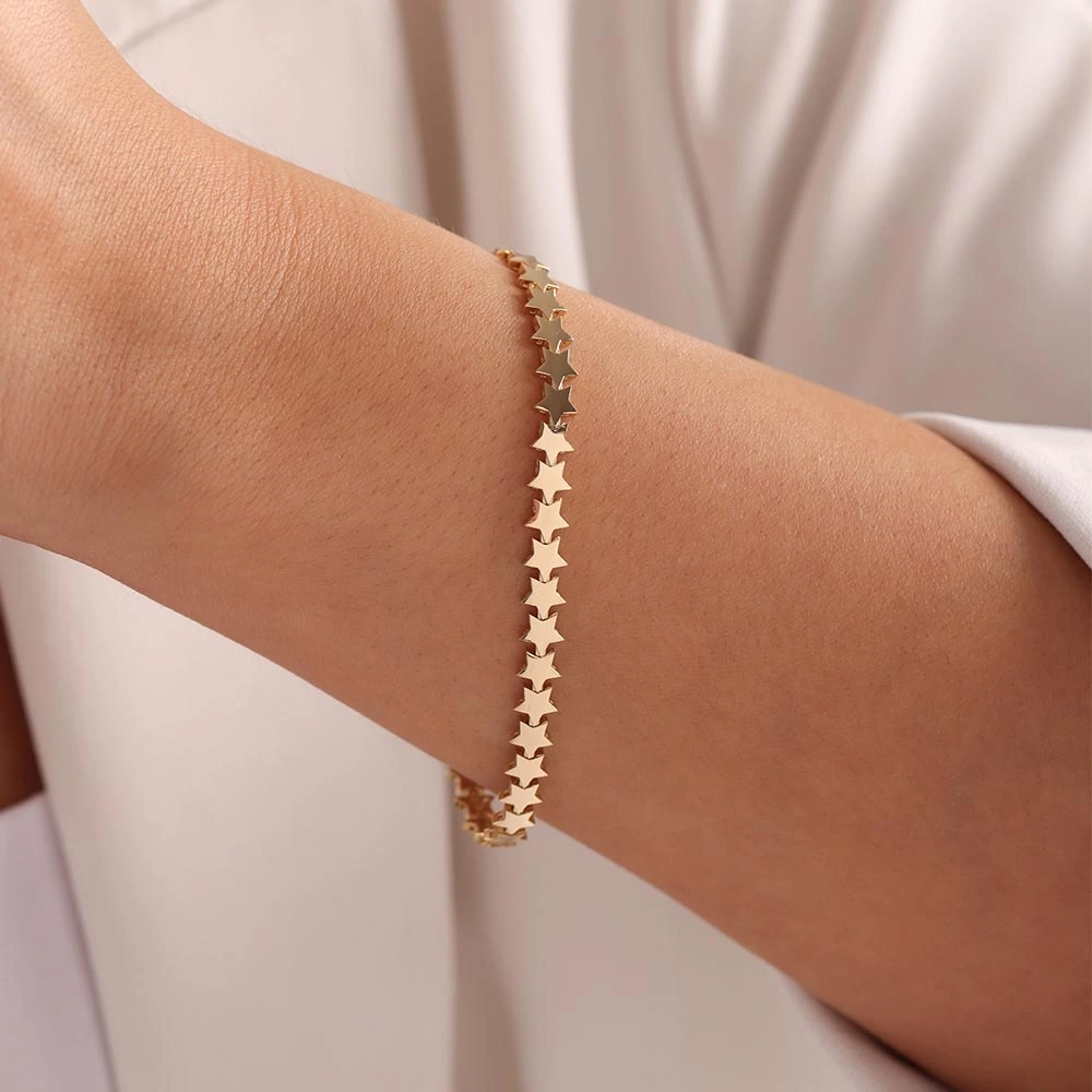 Yıldızlı 14 Ayar Altın Bileklik