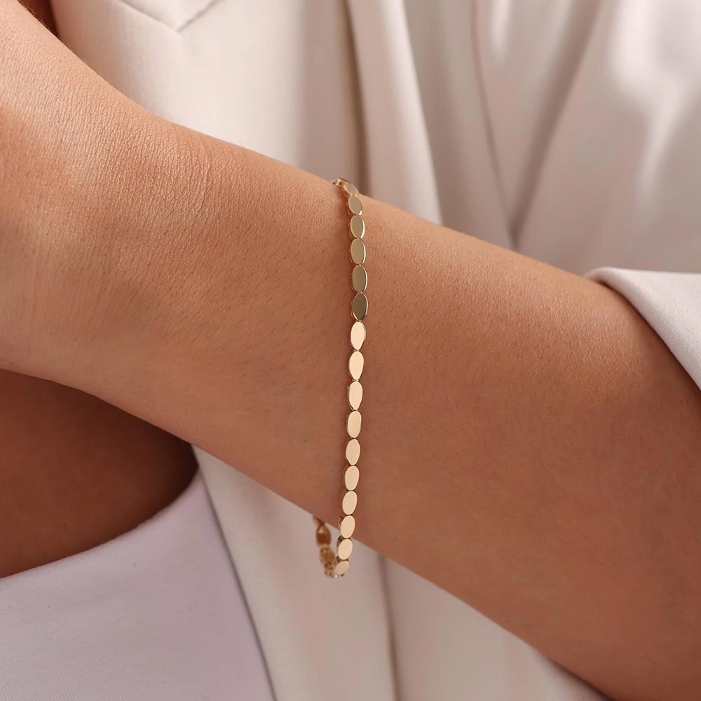 Damla Plakalı 14 Ayar Altın Bileklik