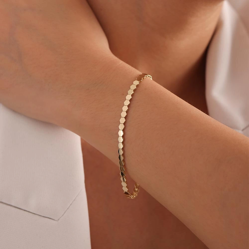 Bal Peteği 14 Ayar Altın Bileklik