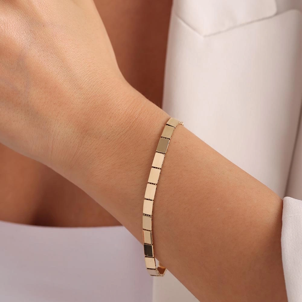 İtalyan Vagon 14 Ayar Altın Bileklik