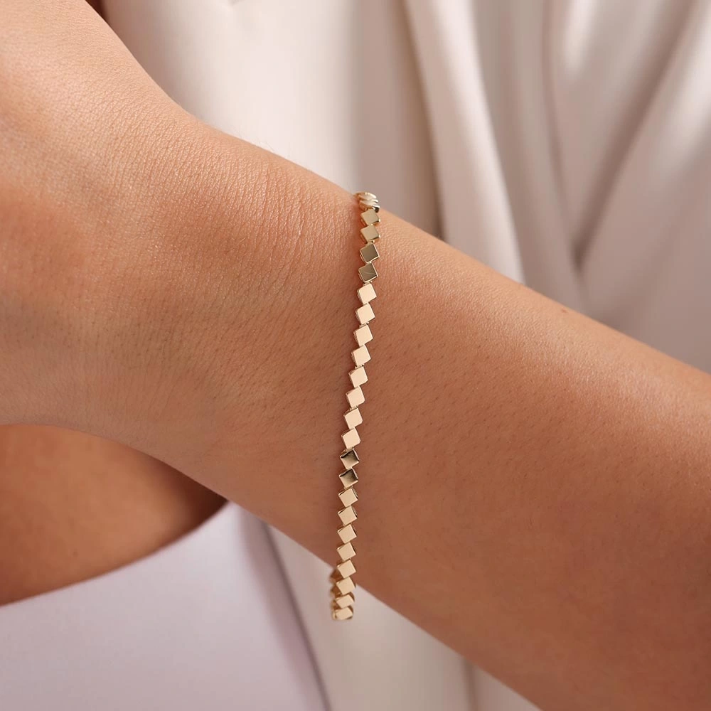 Çapraz Küplü 14 Ayar Altın Bileklik