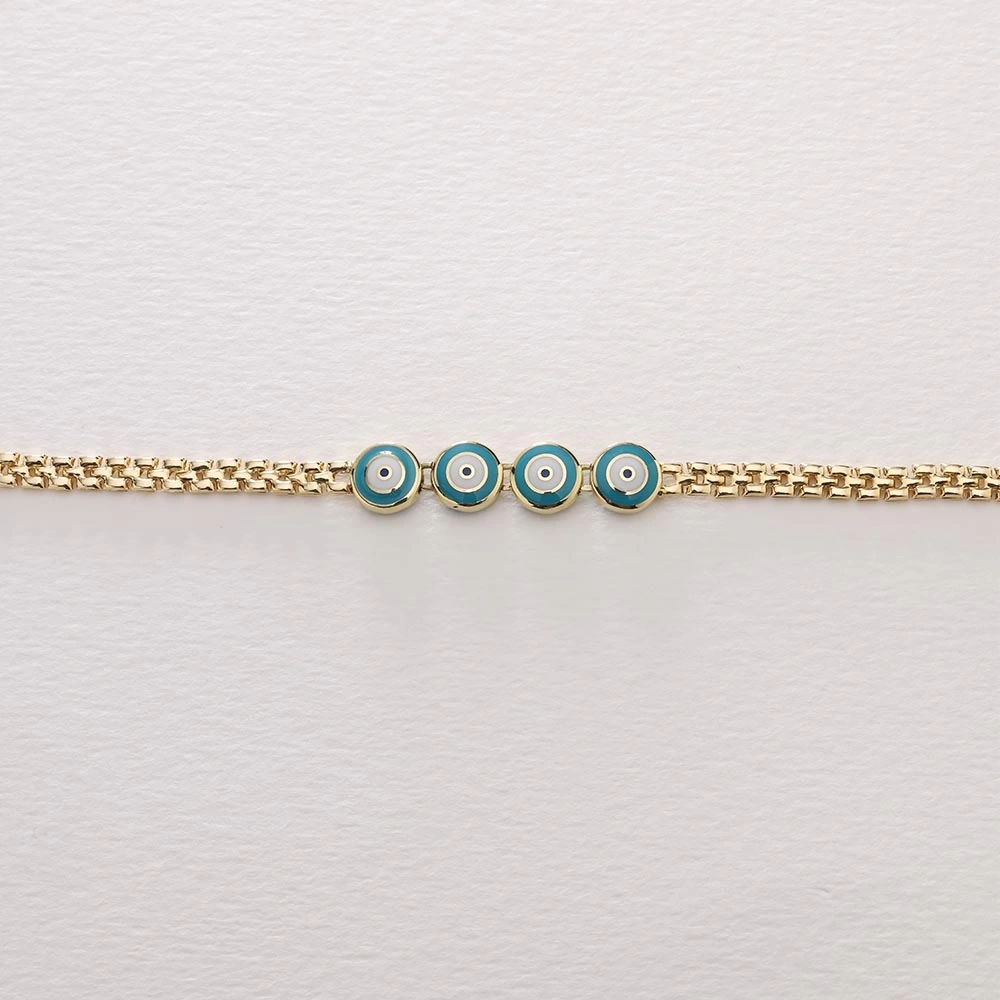 Çoklu Nazar 14 Ayar Altın Bileklik