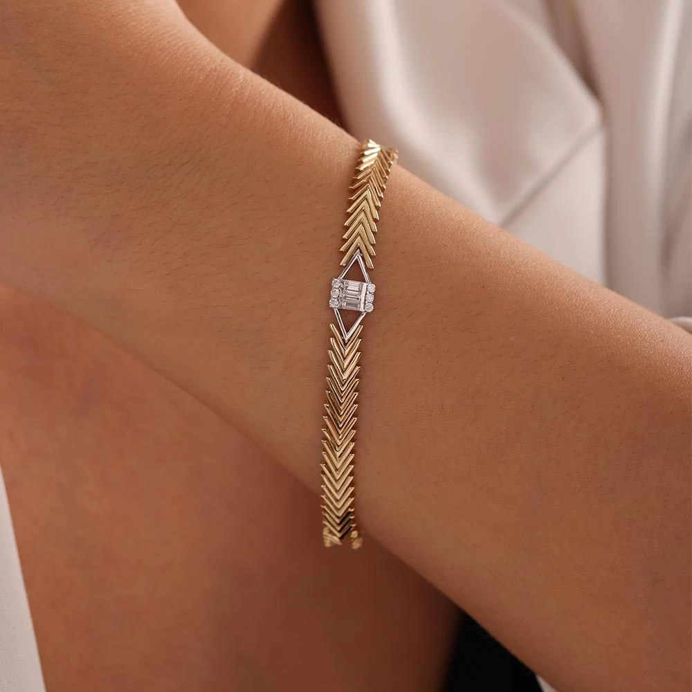 Bagetli Başak 14 Ayar Altın Bileklik