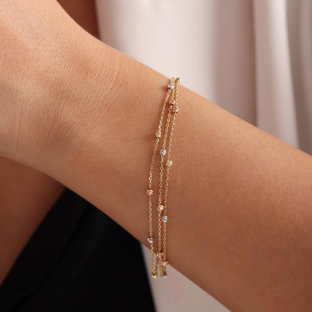 3lü Zİncir 14 Ayar Altın Bileklik