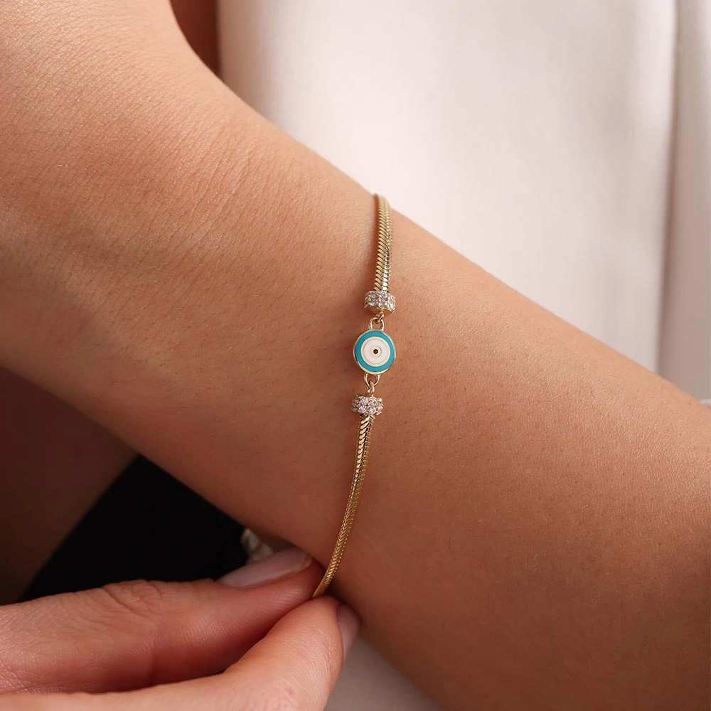 Nazar Boncuklu 14 Ayar Altın Bileklik