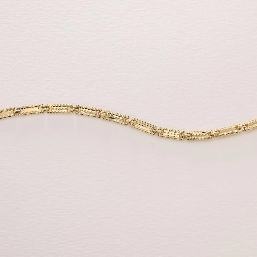 Taşlı Plaka 14 Ayar Altın Bileklik