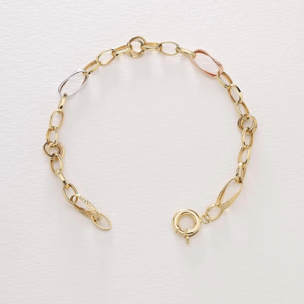 Halkalı Tasarım 14 Ayar Altın Bileklik