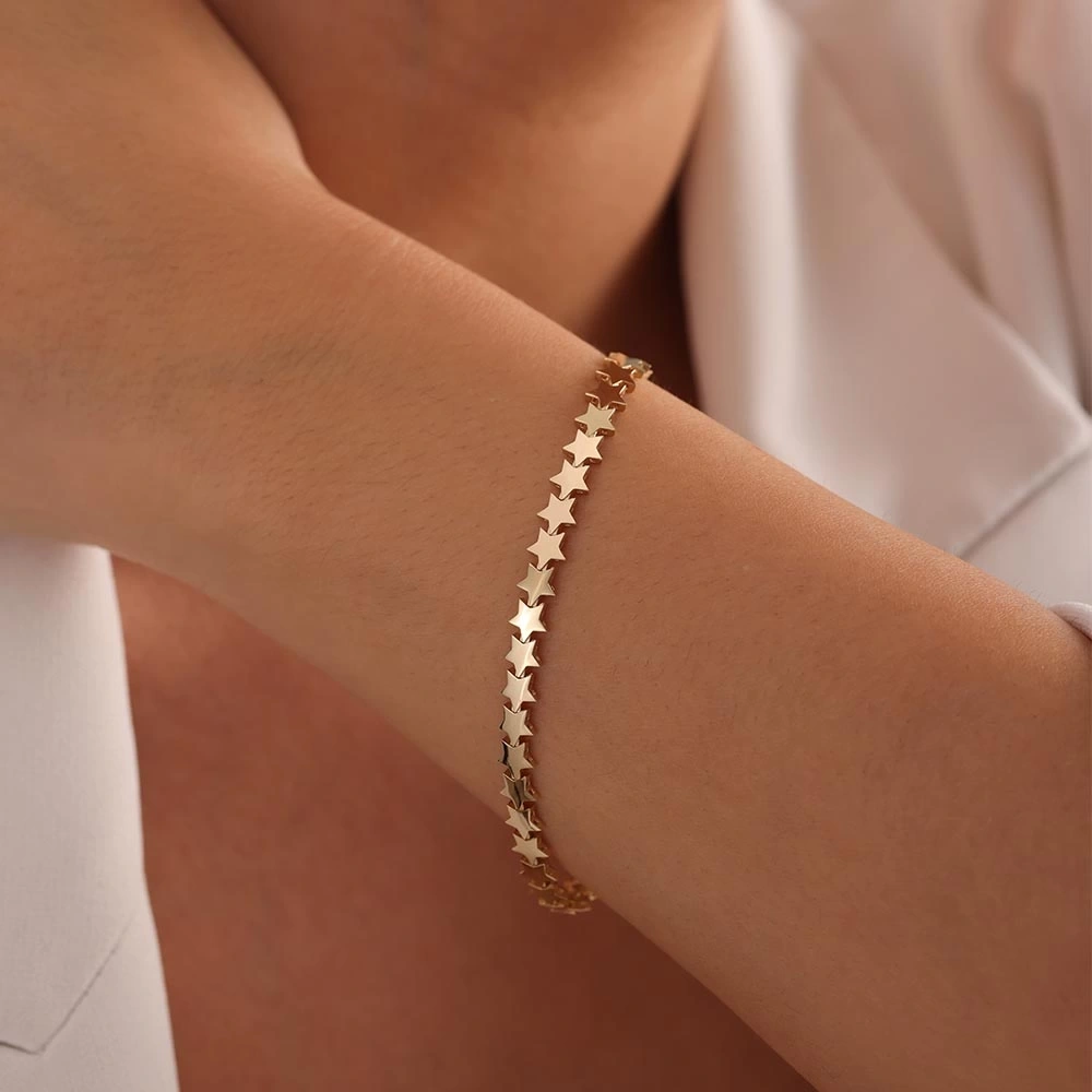 Yıldızlı 14 Ayar Altın Bileklik