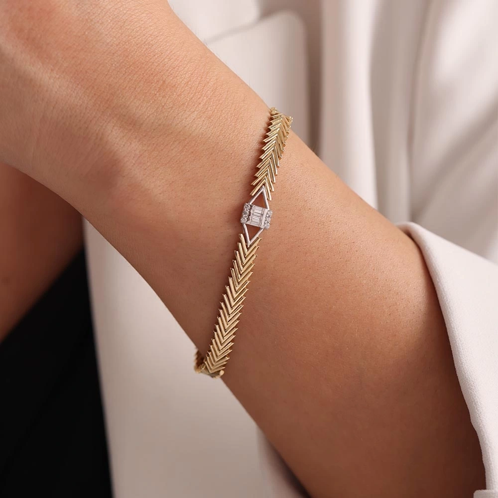 Bagetli Başak 14 Ayar Altın Bileklik