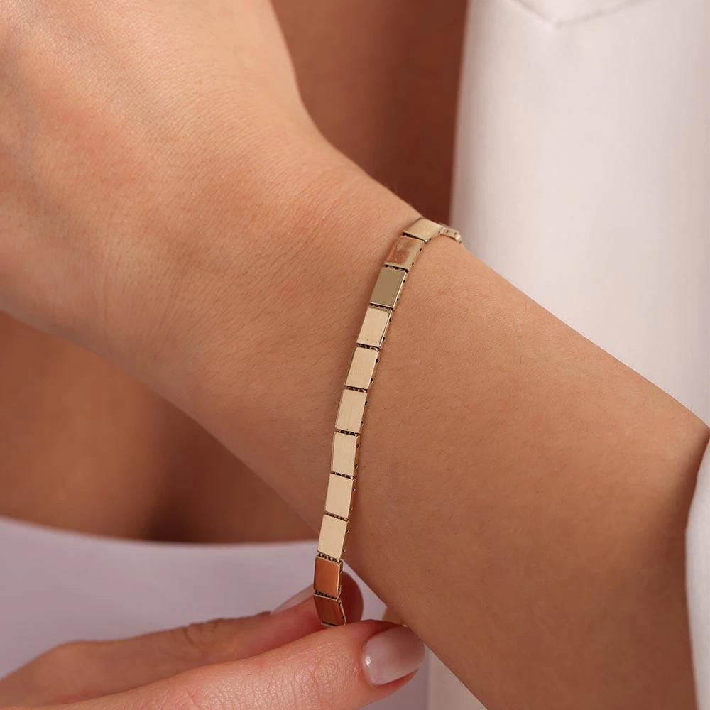 İtalyan Vagon 14 Ayar Altın Bileklik