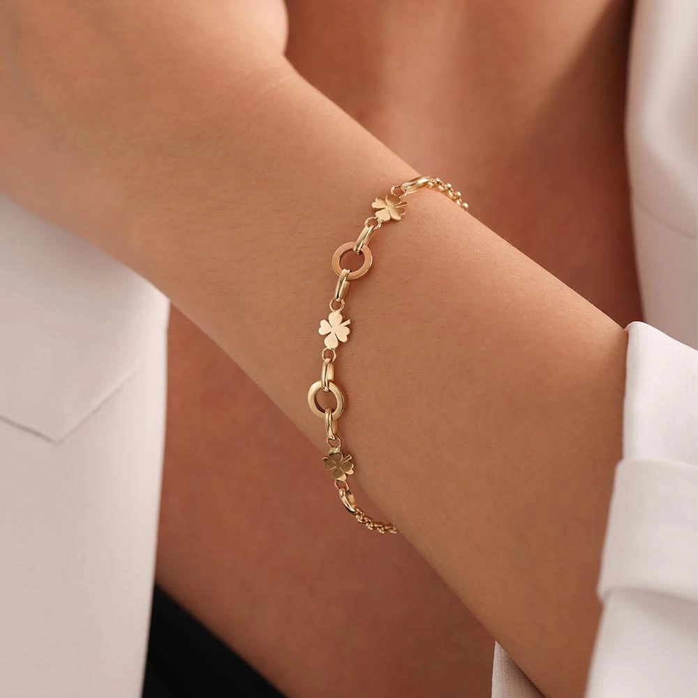 Yonca Halkalı 14 Ayar Altın Bileklik