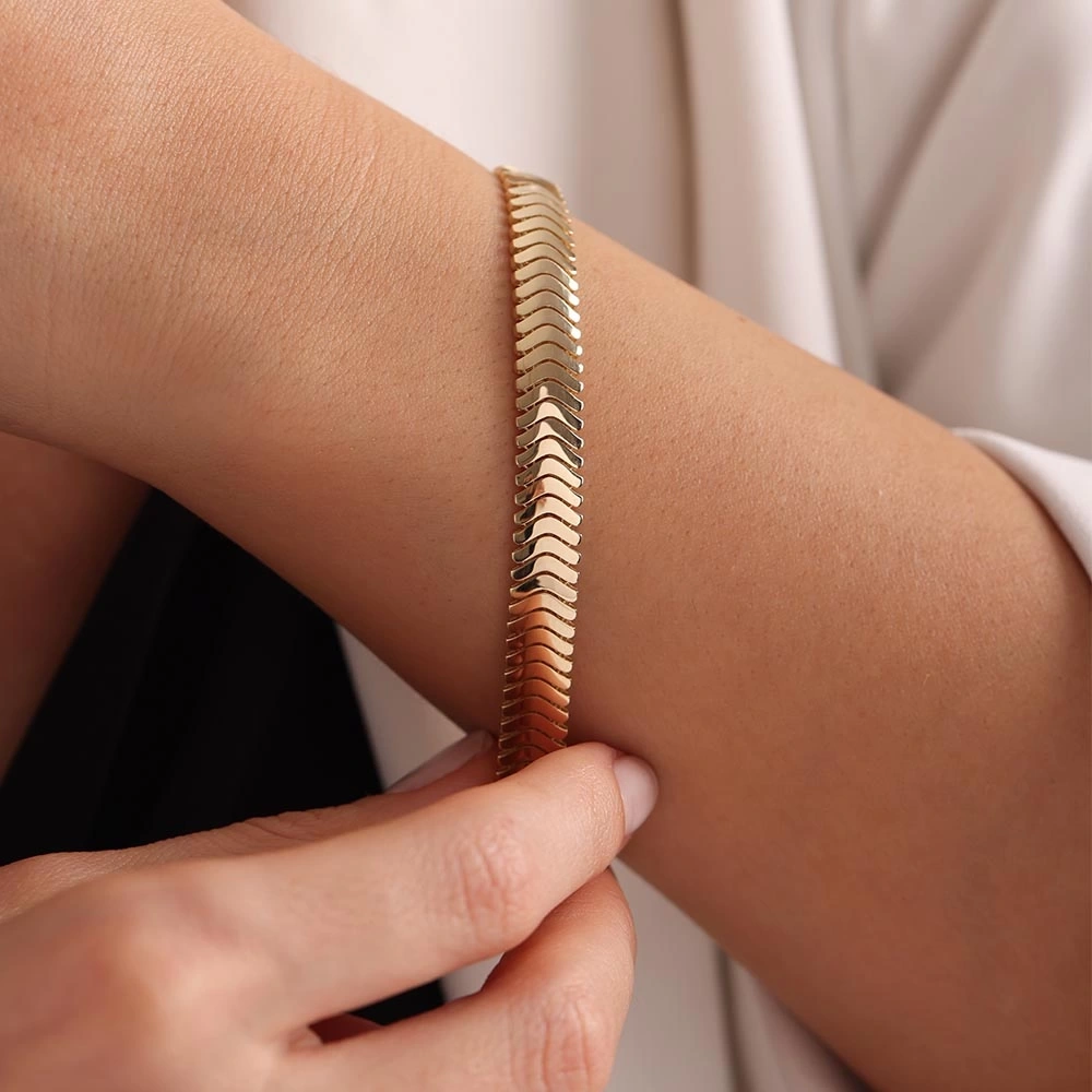 Balıksırtı 14 Ayar Altın Bileklik