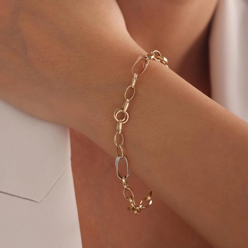 Halkalı Tasarım 14 Ayar Altın Bileklik