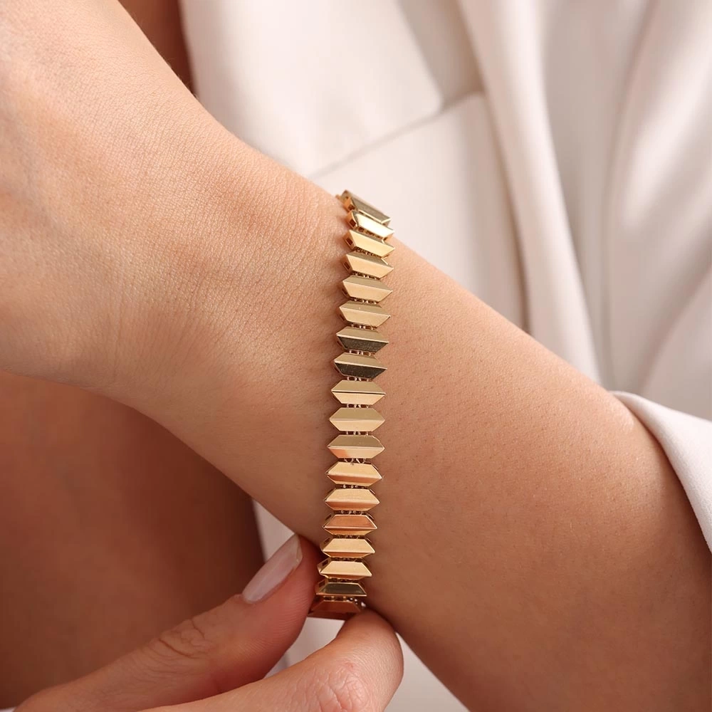 Piramit 14 Ayar Altın Bileklik