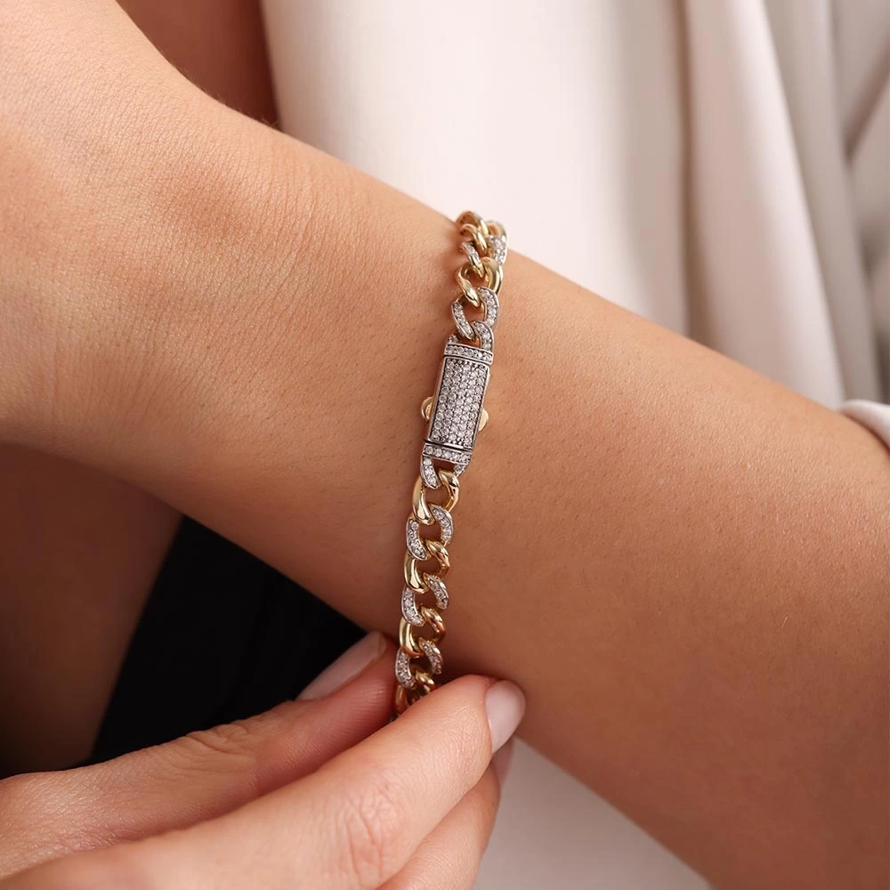 Taşlı Gurmet 14 Ayar Altın Bileklik