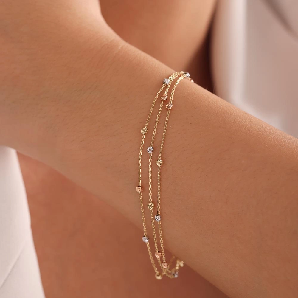 3lü Zİncir 14 Ayar Altın Bileklik