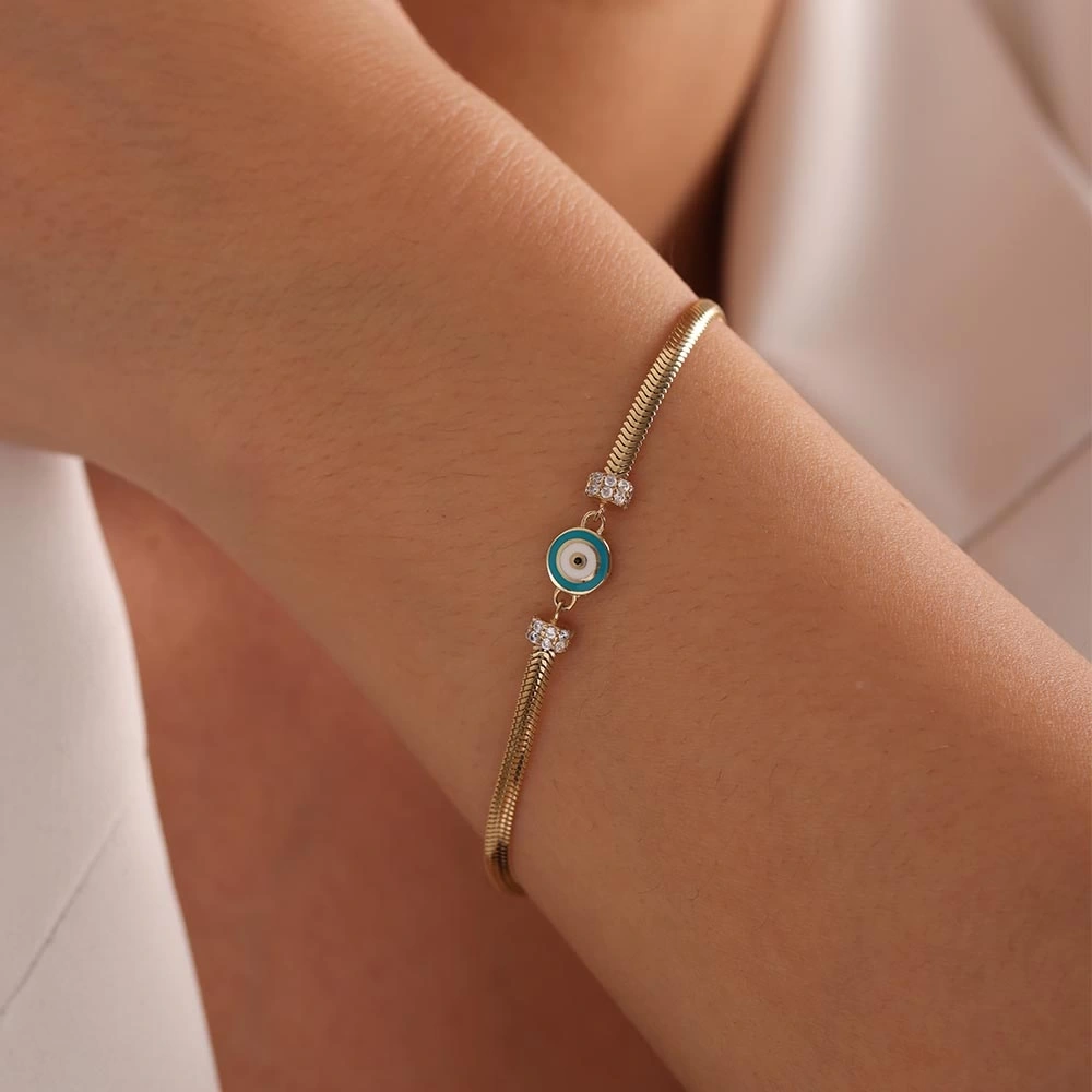 Nazar Boncuklu 14 Ayar Altın Bileklik