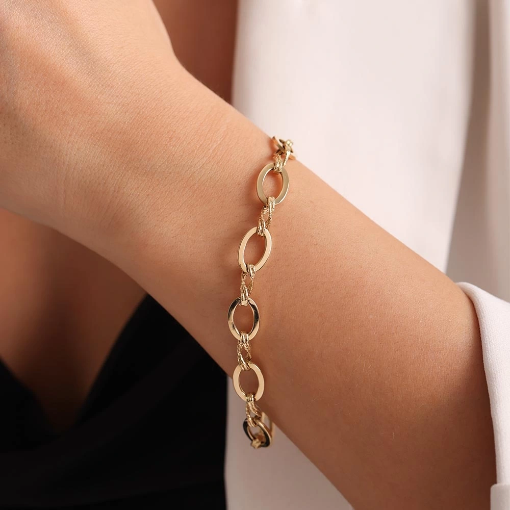 Halkalı 14 Ayar Altın Bileklik