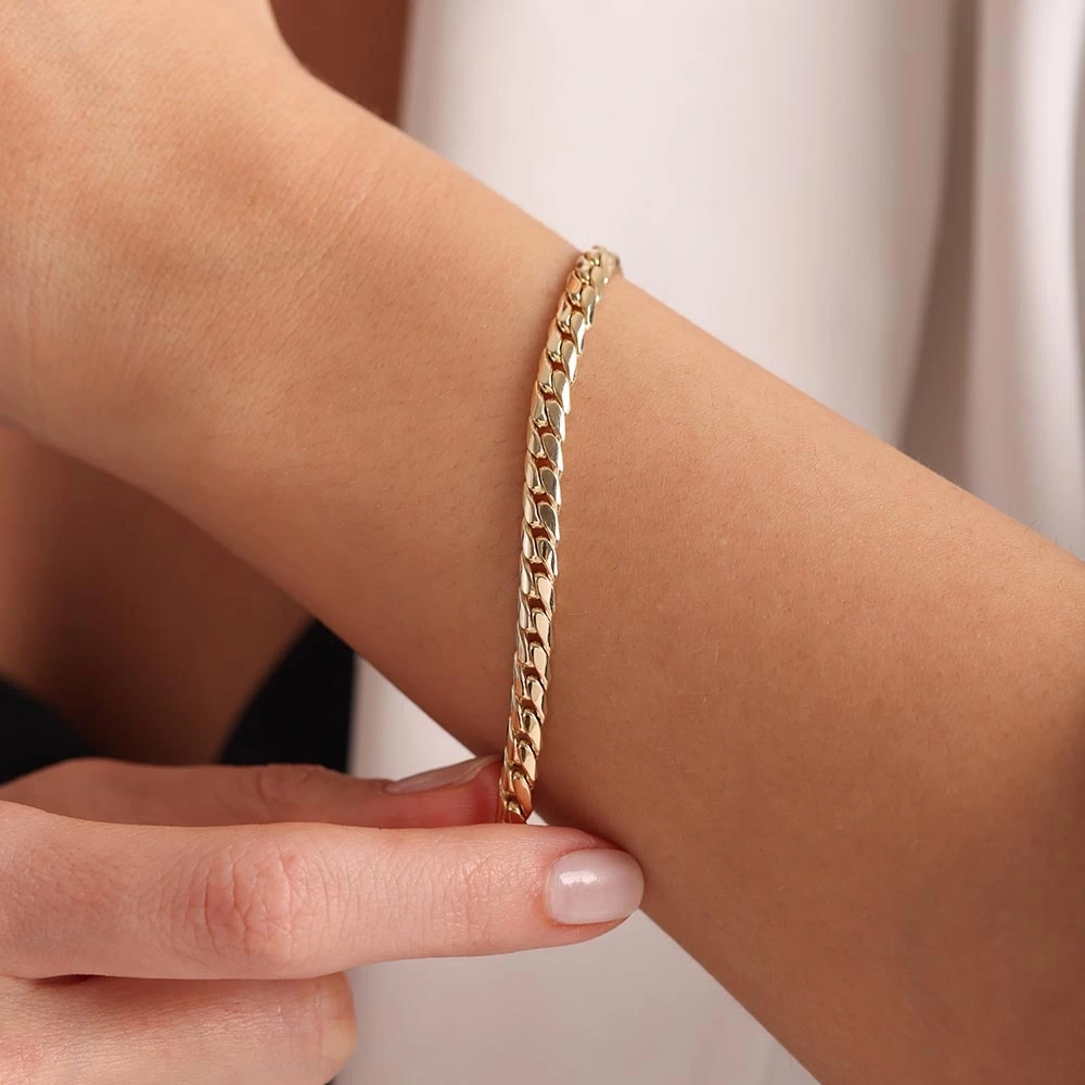 Ezme Burgu 14 Ayar Altın Bileklik