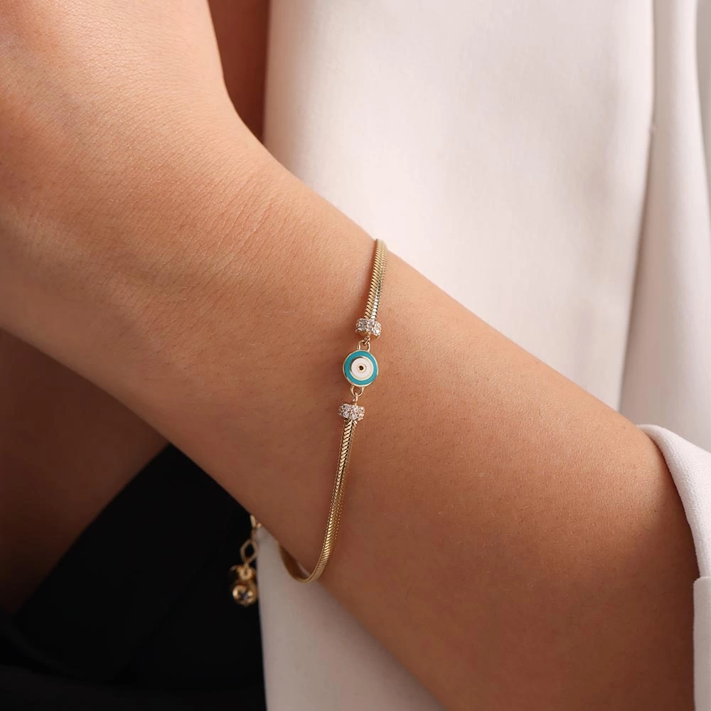 Nazar Boncuklu 14 Ayar Altın Bileklik