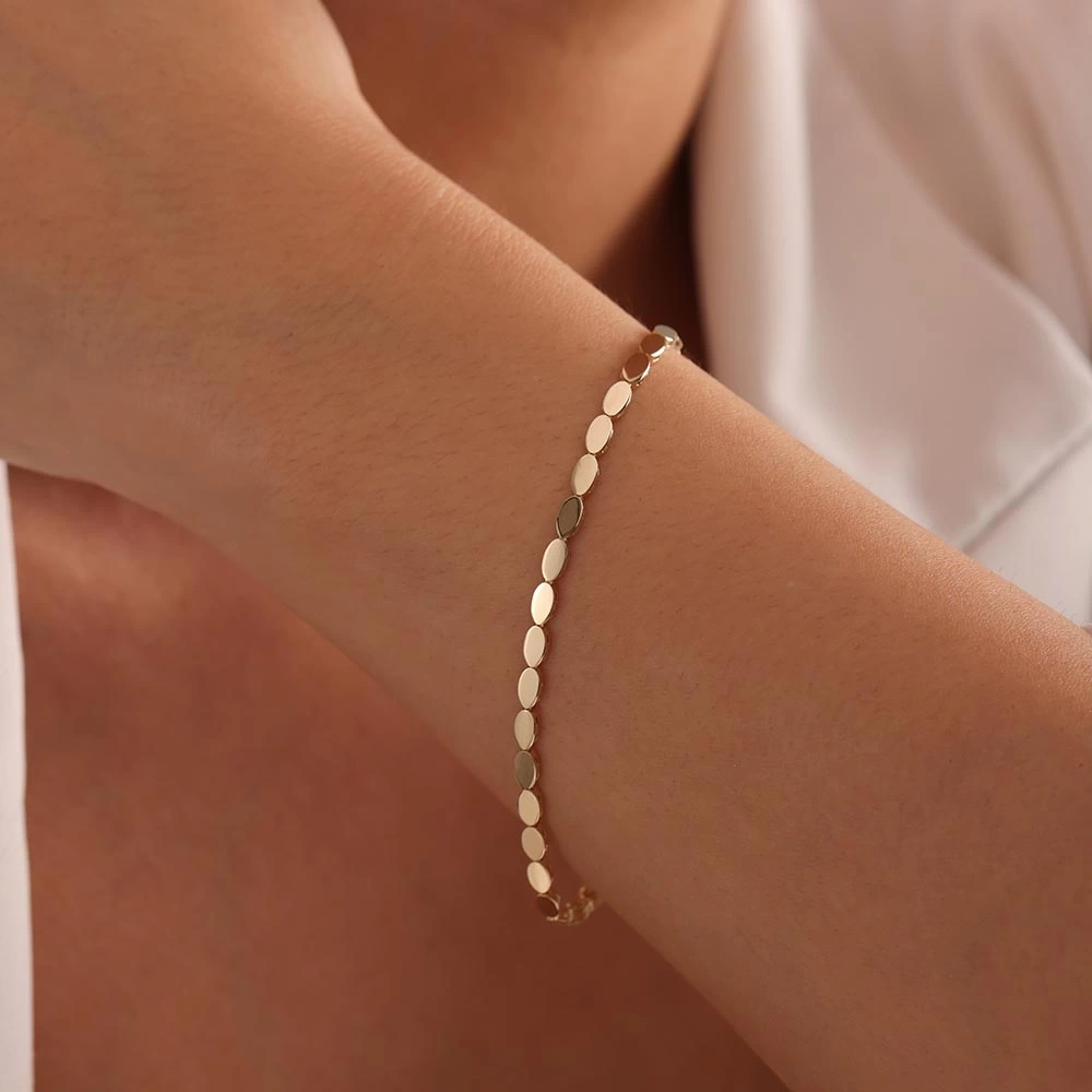 Damla Plakalı 14 Ayar Altın Bileklik