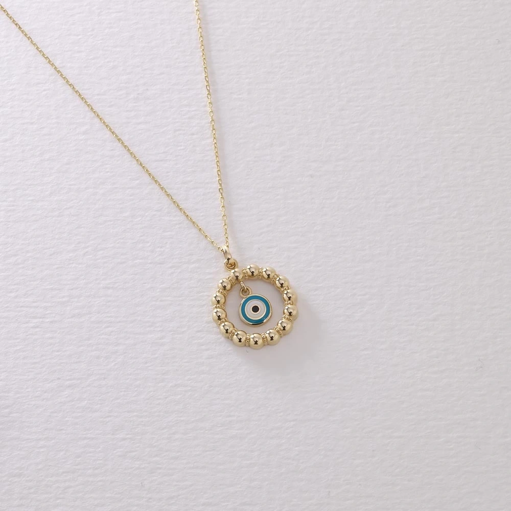 Nazar Boncuklu 14 Ayar Altın Kolye