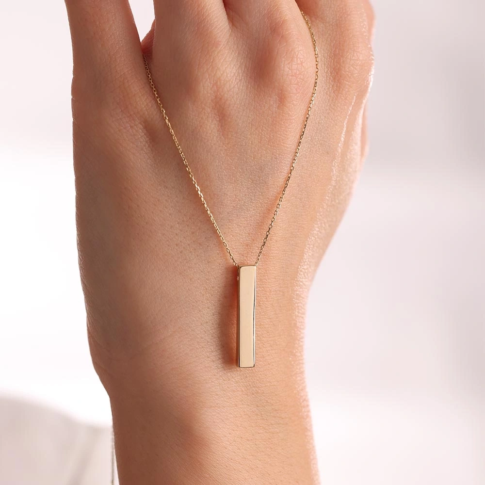 Çubuk Plaka14 Ayar Altın Kolye