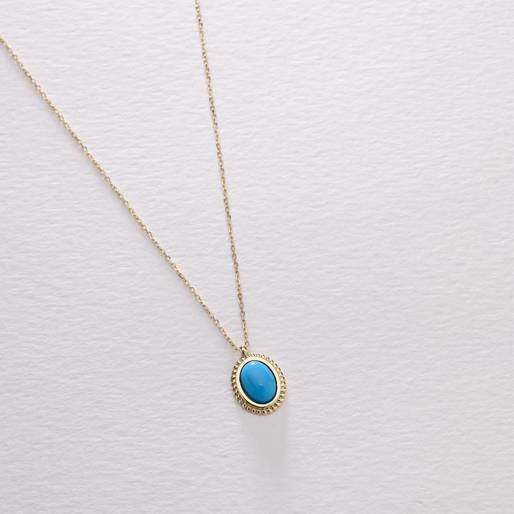 Firuze Taşlı 14 Ayar Altın Kolye