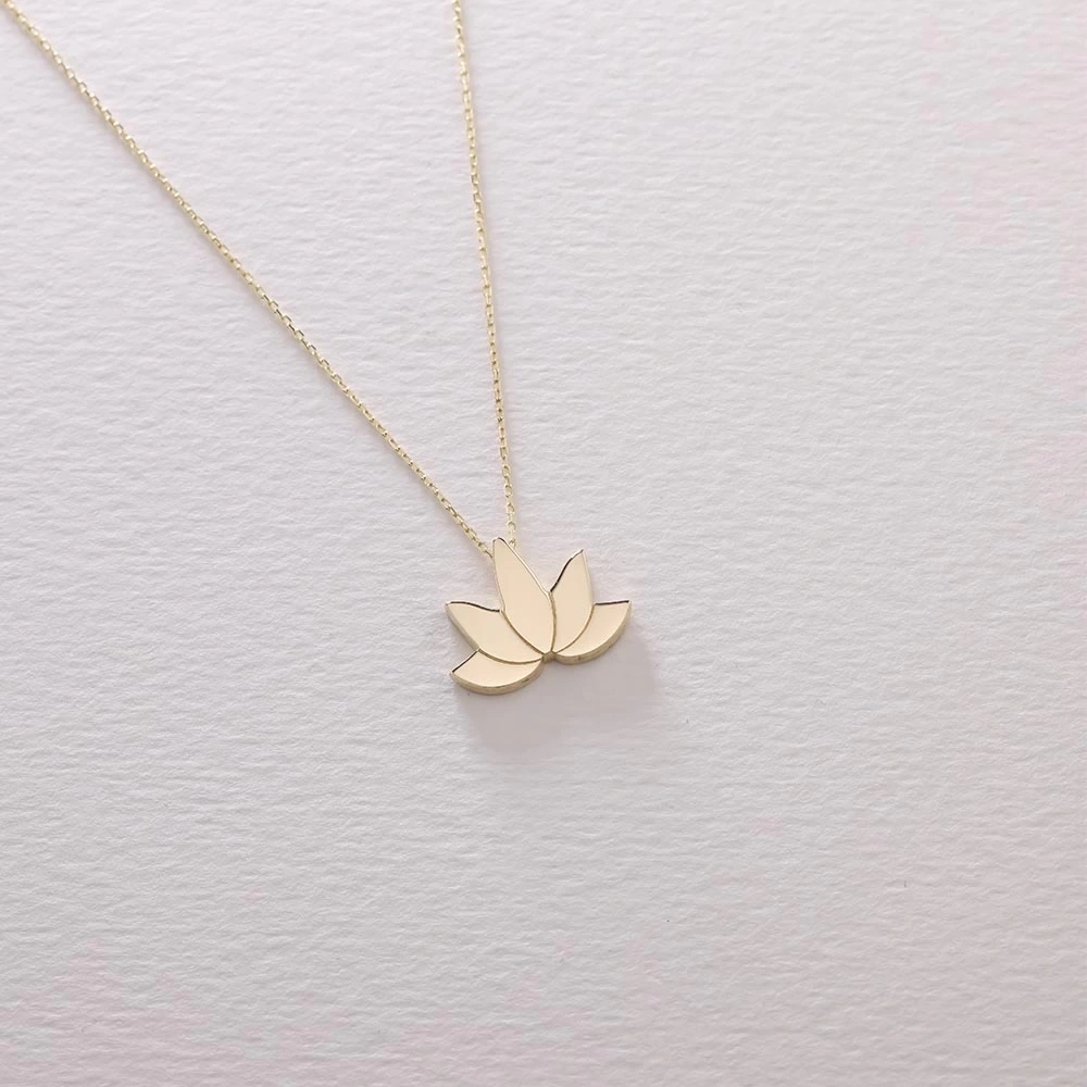 Lotus Çiçeği 14 Ayar Altın Kolye