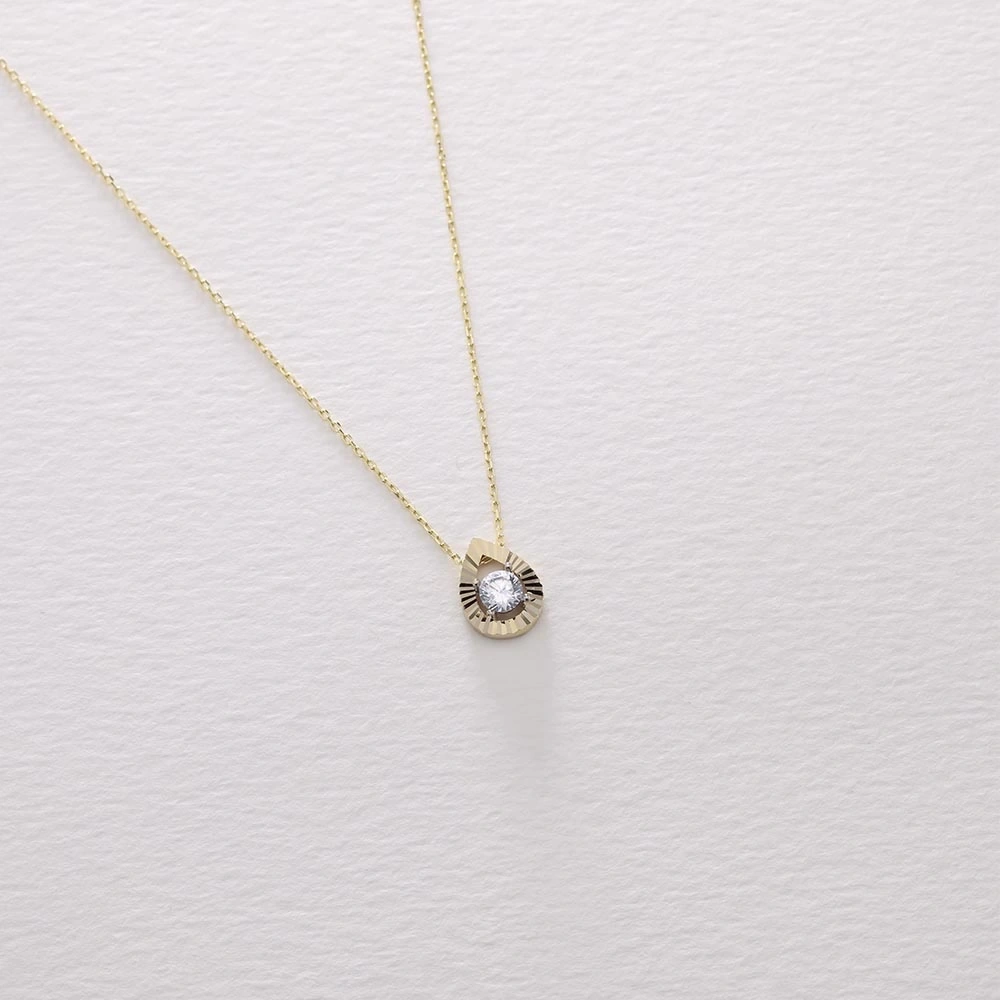 Kalemli Damla 14 Ayar Altın Kolye